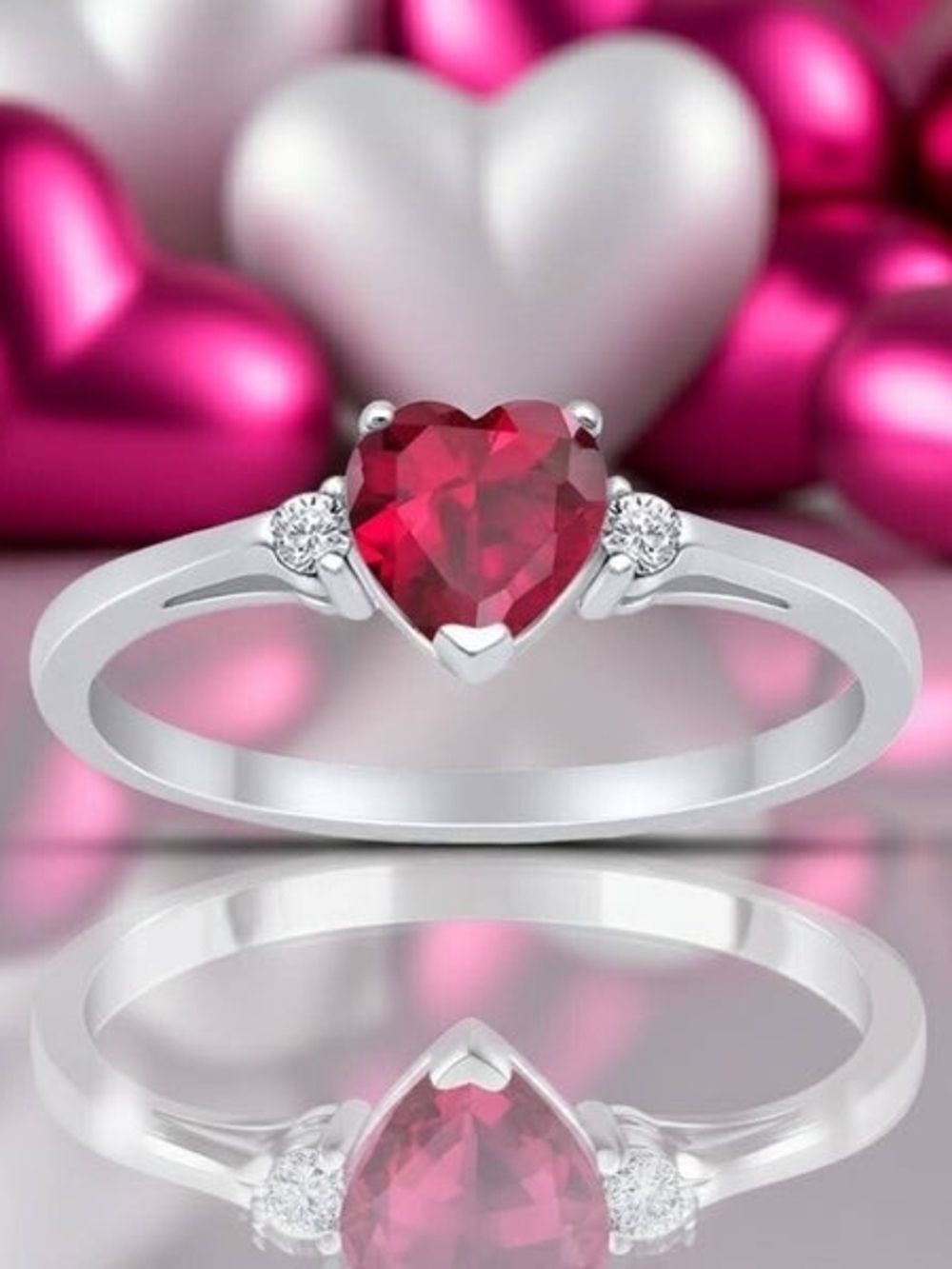 NWOT Sterling Silver Ruby Heart Ring